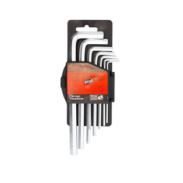 Set of hexagon wrenches, long type on plastic clip 3171LS