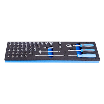 Set of 1/4 socket wrenches with accessories in SOS tool tray 964ECO5 /45