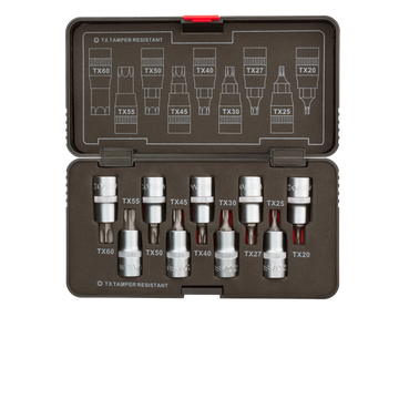 Set of screwdriver sockets with TX Tamper Resistant profile 1/2 in plastic box 3112TXTR S09 - TXTR20