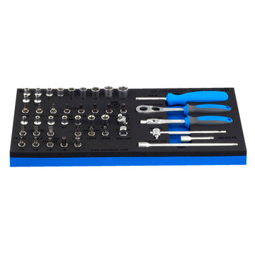 Set of 1/4 socket wrenches with accessories in SOS tool tray 964/5SOS /45