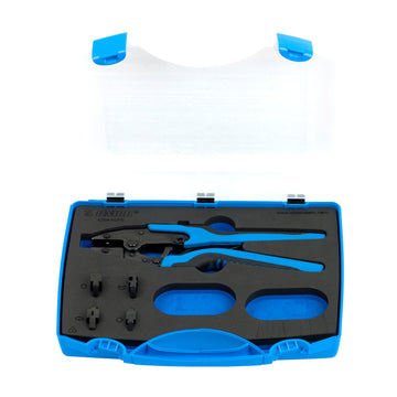 **Set of grip crimp pliers with exchangeble jaws in plastic box 428/4AGPB 0
