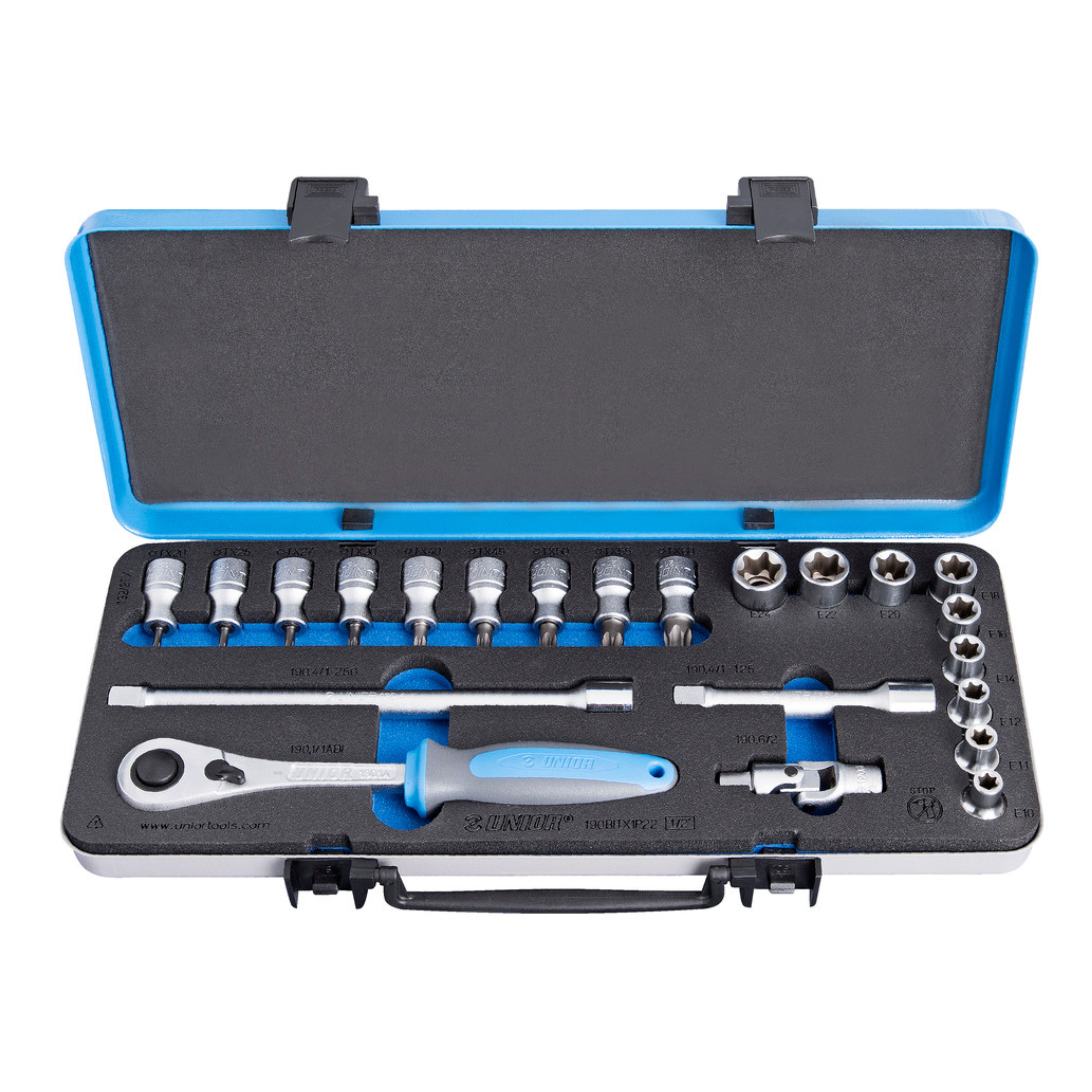 Socket set 1/2 in metal box 190BITX1P22 /22