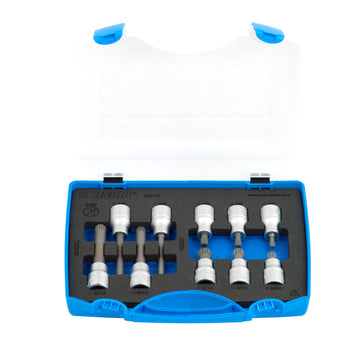 Set of screwdriver sockets with ZX profile 1/2 in plastic box 192/15 /10