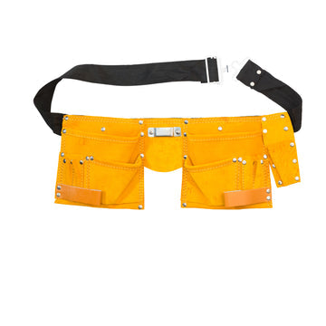 Denim apron, split leather