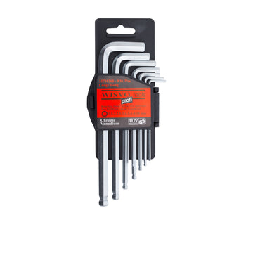 Set of ball end hexagon wrenches, long type on plastic clip 3171HXLSS