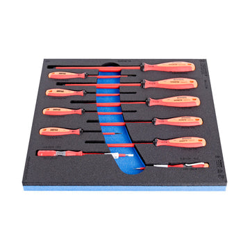 Set of insulated flat screwdriver VDETBI in SOS tool tray 964VDE8A