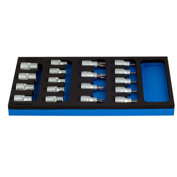 **Set of screwdriver socket wrenches TX profile in SOS tool tray 964/16SOS /18