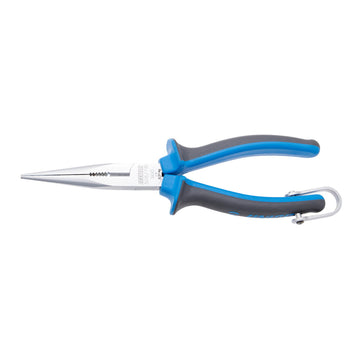 Long nose pliers with side cutter and pipe grip, straight, for safe work at heights 508/1BI-H 200