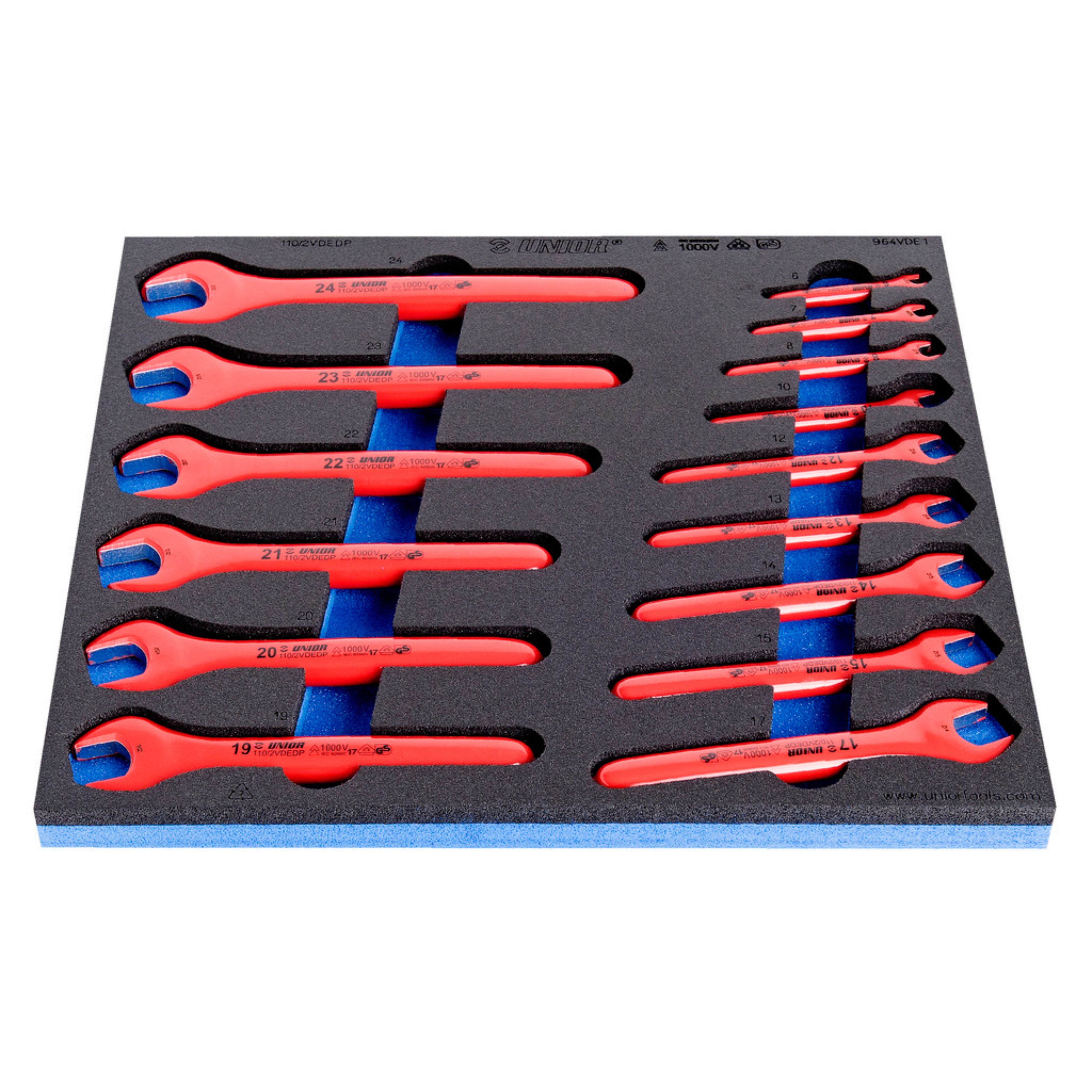 **Set of insulated open end wrenches in SOS tool tray 964VDE1
