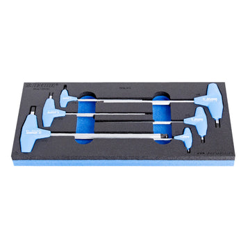 Set of ball-end hexagonal screwdrivers with T handle in SOS tool tray 964/13SOS 3-10/6