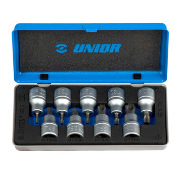 Set of screwdriver sockets with TX profile 1/2 in metal box 192/12 /9
