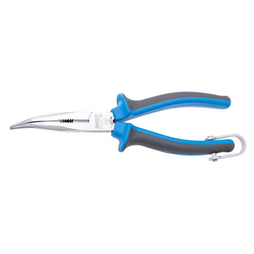 Long nose pliers with side cutter and pipe grip, bent, for safe work at heights 512/1BI-H 170