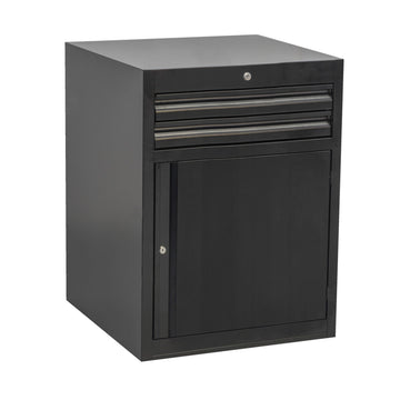 Wide drawer cabinet - 2 drawers and door 990WDD2-BLACK 663 x 650 x 870