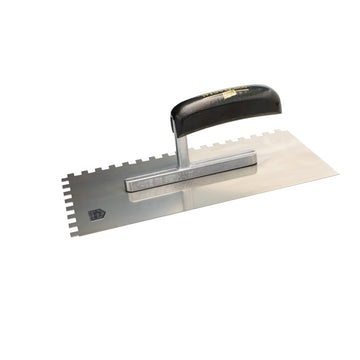 Plastering trowel, serrated, stainless steel  280 - 4 x 4